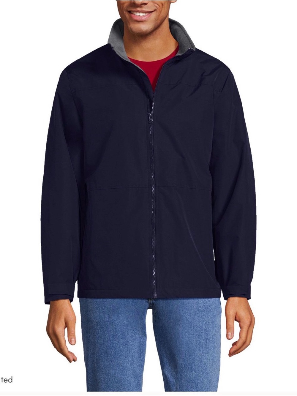 Lands End Classic Squall Jacket Navy Full Zip Lined Insulated Mens Size 4XL